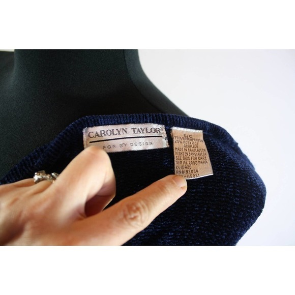 Carolyn Taylor Sweater Short Sleeve V Neck Blue Rayon Acrylic Size S - Picture 5 of 5